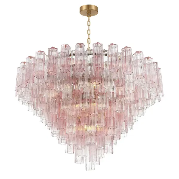 Addis 49" Chandelier in Aged Brass with Amber Glass - Image 4