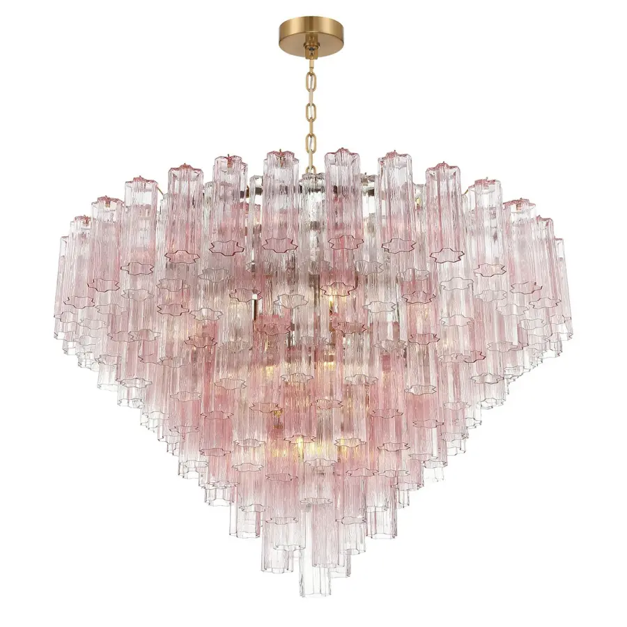 Addis 49" Chandelier in Aged Brass with Amber Glass - Image 4