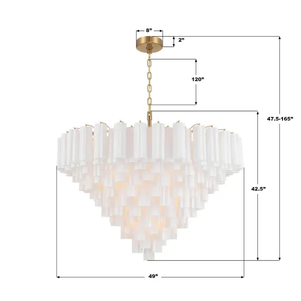 Addis 49" Chandelier in Aged Brass with Amber Glass - Image 35