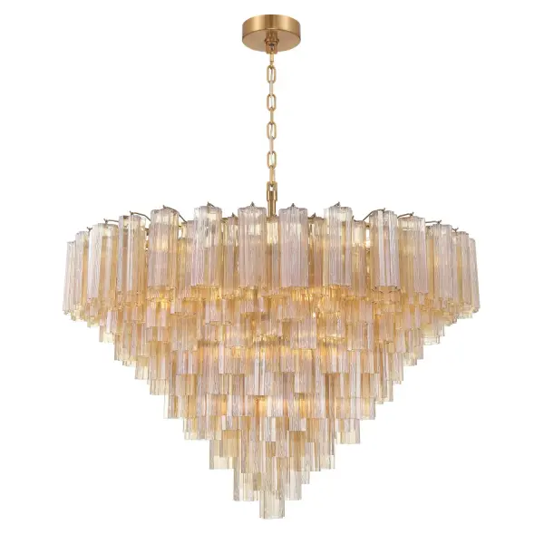 Addis 49" Chandelier in Aged Brass with Amber Glass - Image 36