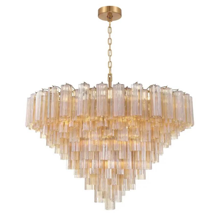 Addis 49" Chandelier in Aged Brass with Amber Glass - Image 36