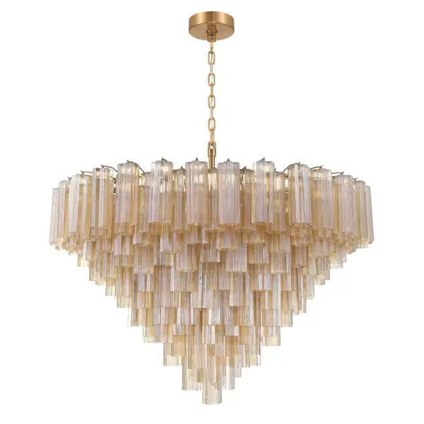 Addis 49" Chandelier in Aged Brass with Amber Glass - Image 37