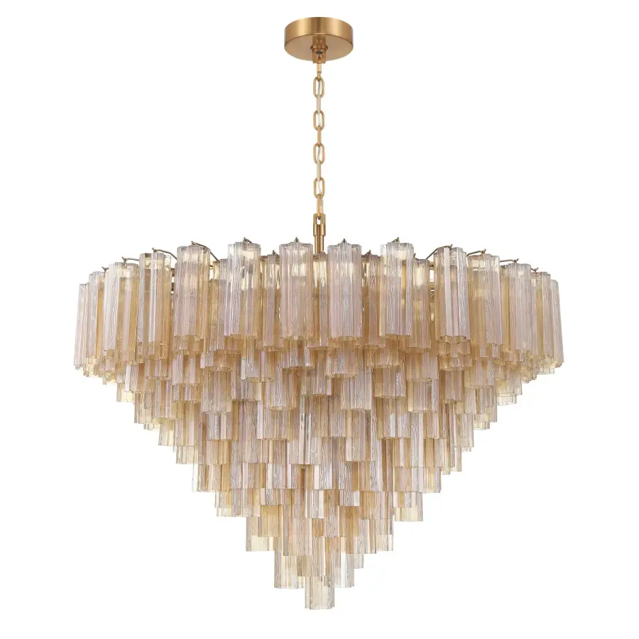 Addis 49" Chandelier in Aged Brass with Amber Glass - Image 37