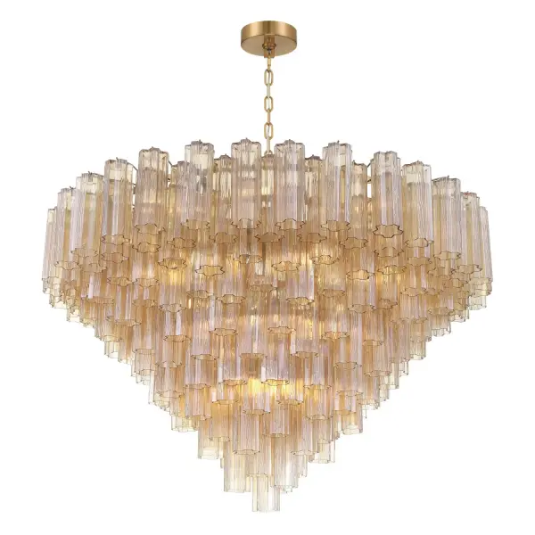 Addis 49" Chandelier in Aged Brass with Amber Glass - Image 38