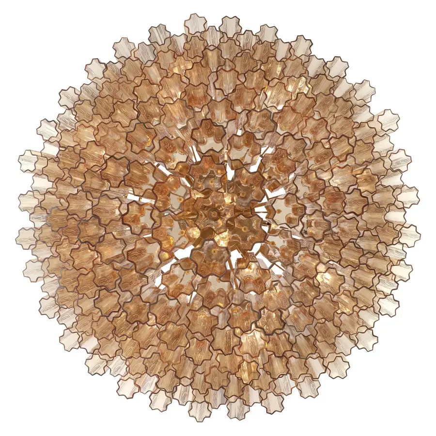 Addis 49" Chandelier in Aged Brass with Amber Glass - Image 39