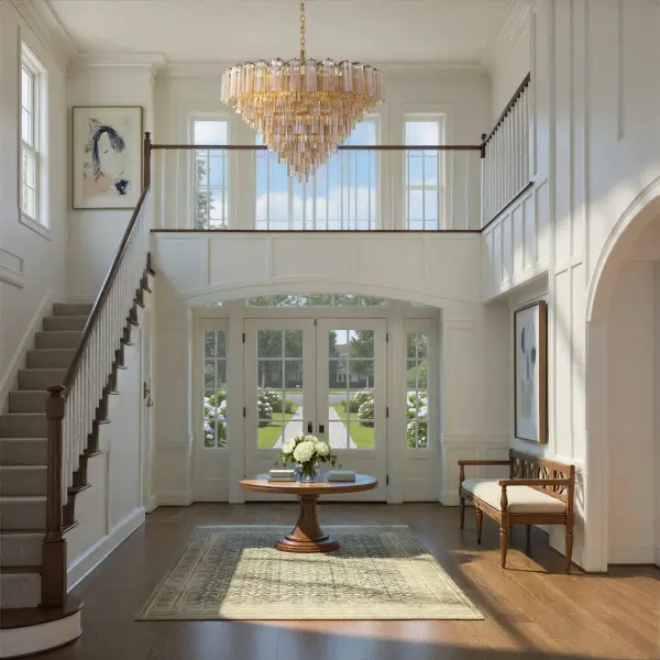 Addis 49" Chandelier in Aged Brass with Amber Glass - Image 41