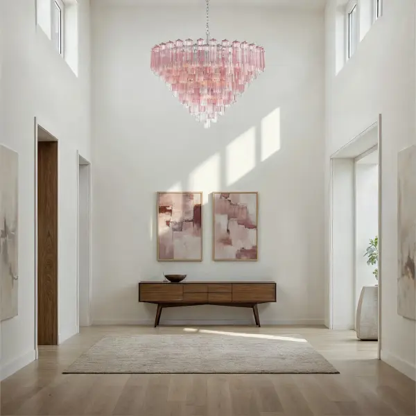 Addis 49" Chandelier in Aged Brass with Amber Glass - Image 49