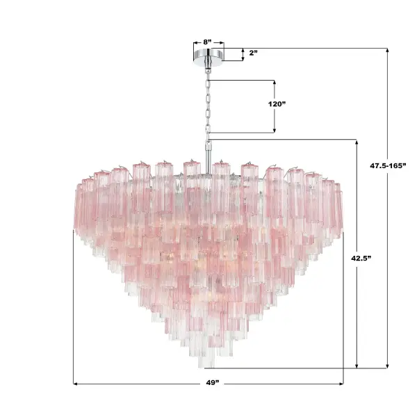 Addis 49" Chandelier in Aged Brass with Amber Glass - Image 50