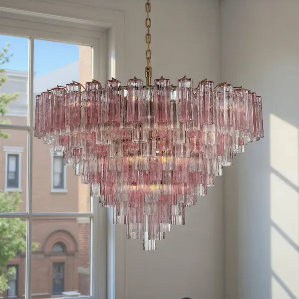 Addis 49" Chandelier in Aged Brass with Amber Glass - Image 6