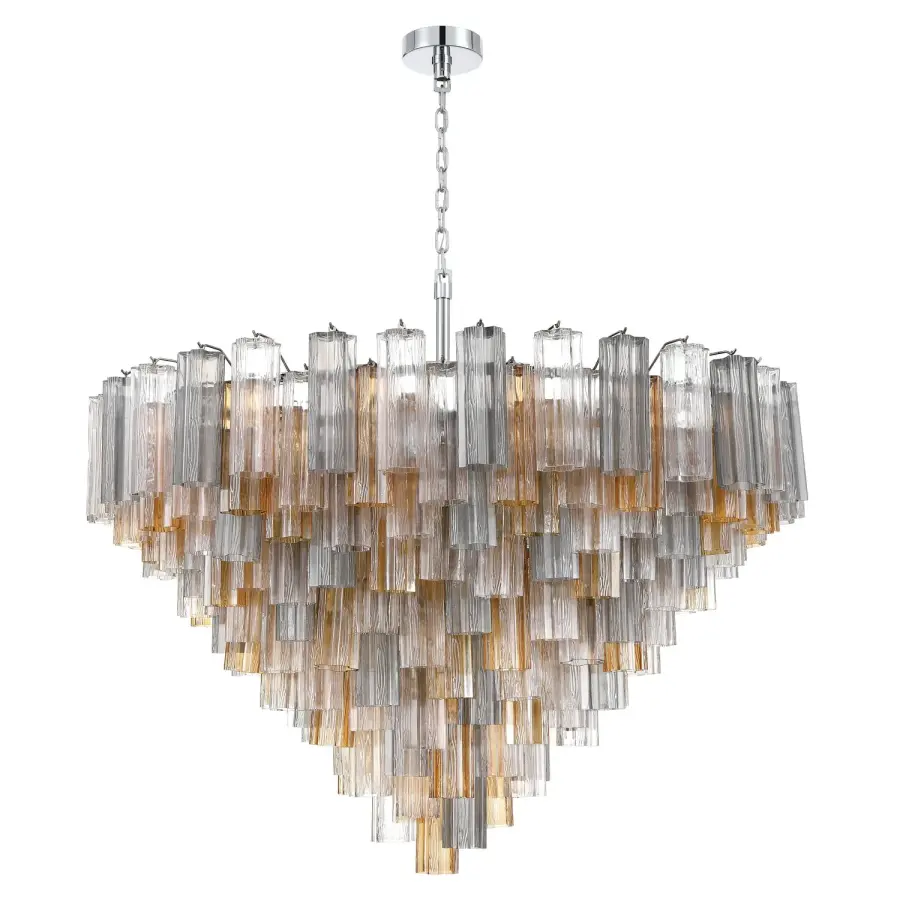 Addis 49" Chandelier in Aged Brass with Amber Glass - Image 52