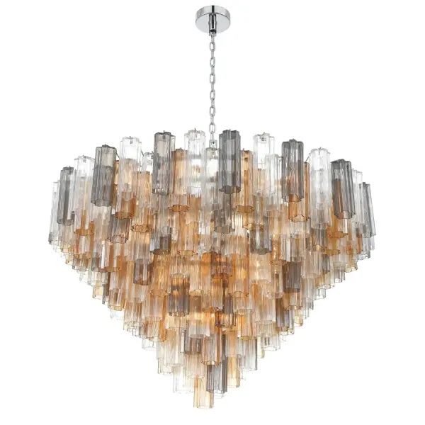 Addis 49" Chandelier in Aged Brass with Amber Glass - Image 53