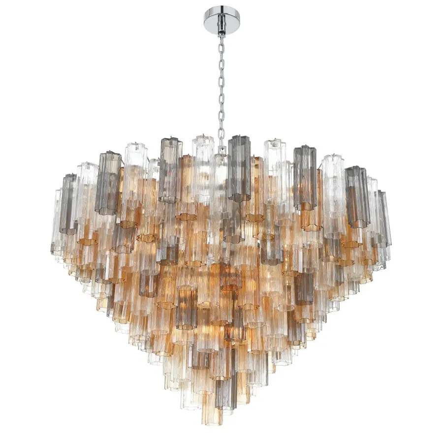 Addis 49" Chandelier in Aged Brass with Amber Glass - Image 53