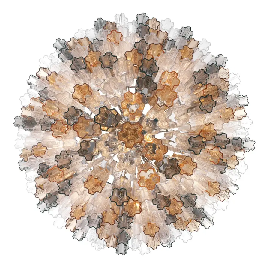 Addis 49" Chandelier in Aged Brass with Amber Glass - Image 54