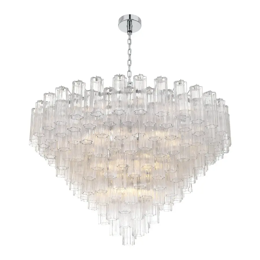 Addis 49" Chandelier in Aged Brass with Amber Glass - Image 60