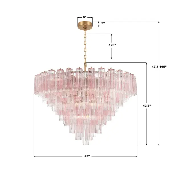 Addis 49" Chandelier in Aged Brass with Amber Glass - Image 7