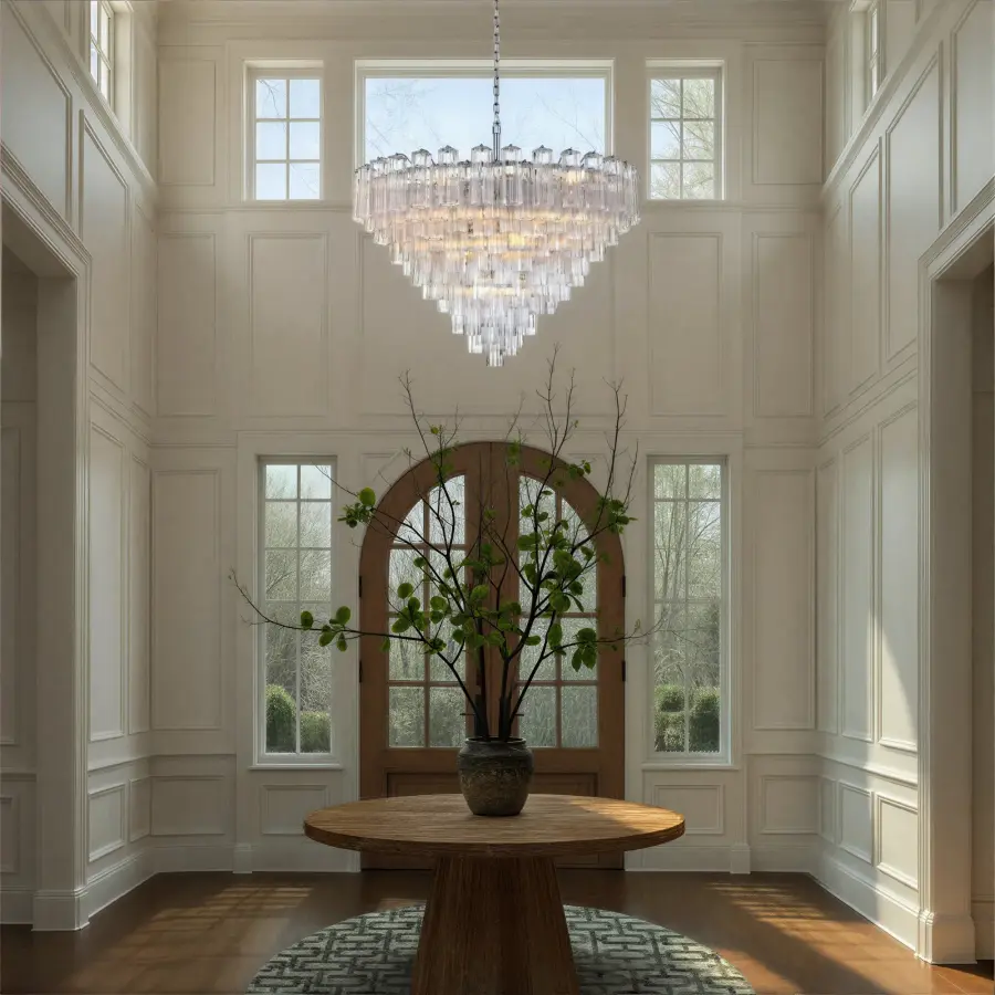Addis 49" Chandelier in Aged Brass with Amber Glass - Image 63