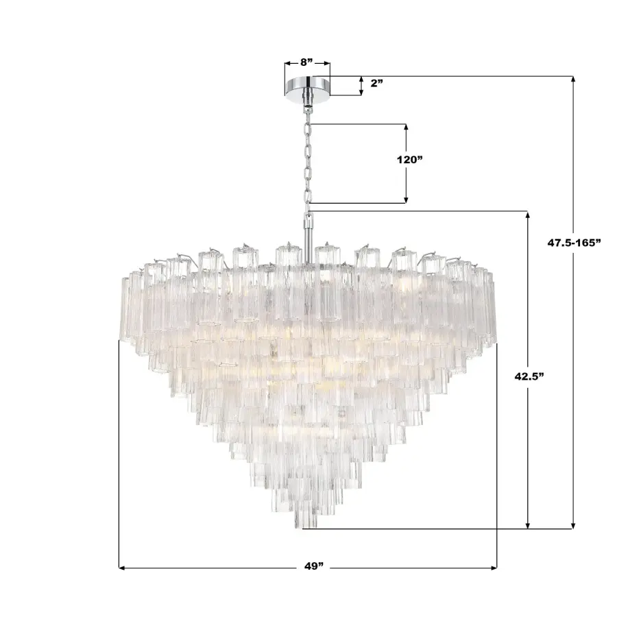 Addis 49" Chandelier in Aged Brass with Amber Glass - Image 64