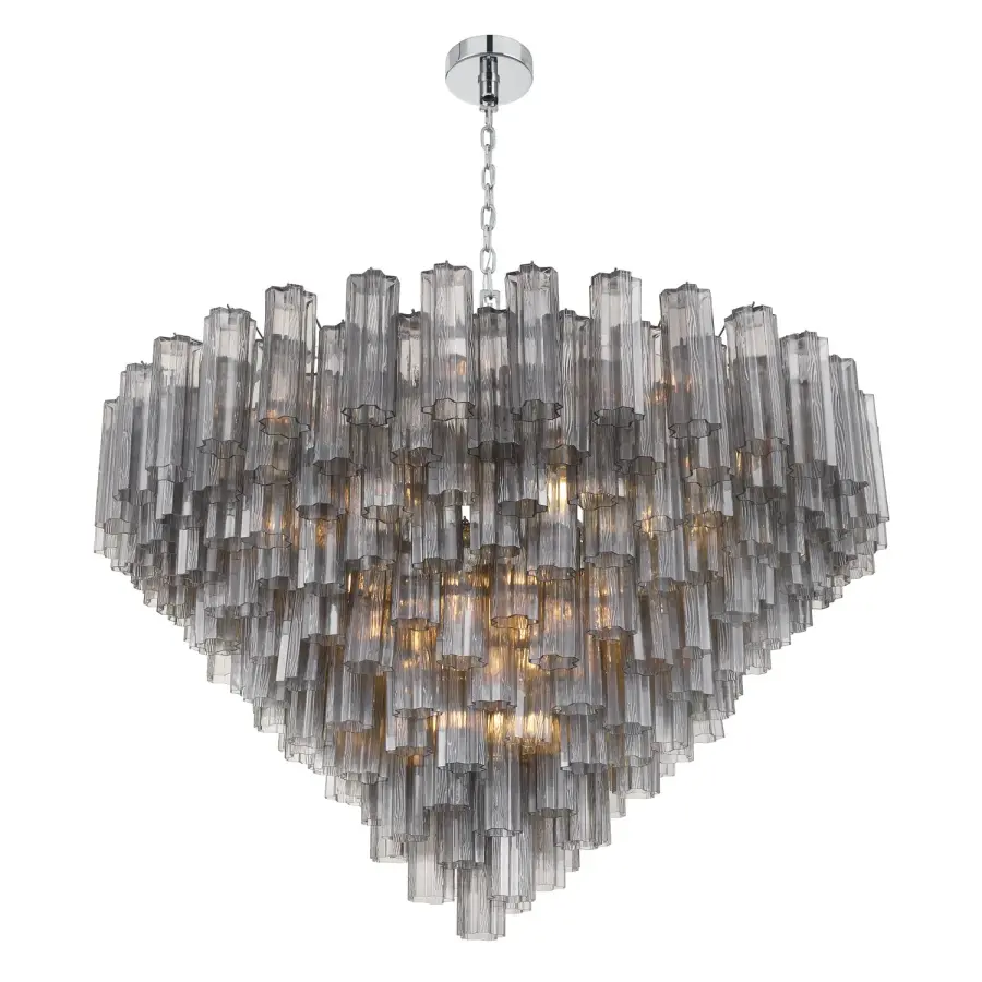 Addis 49" Chandelier in Aged Brass with Amber Glass - Image 67