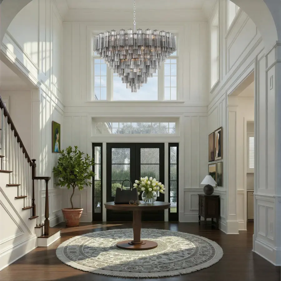 Addis 49" Chandelier in Aged Brass with Amber Glass - Image 70