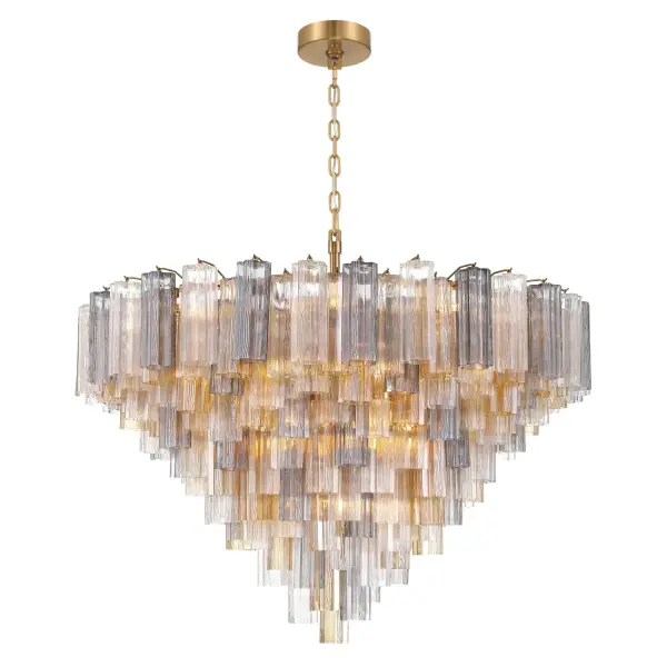 Addis 49" Chandelier in Aged Brass with Amber Glass - Image 8
