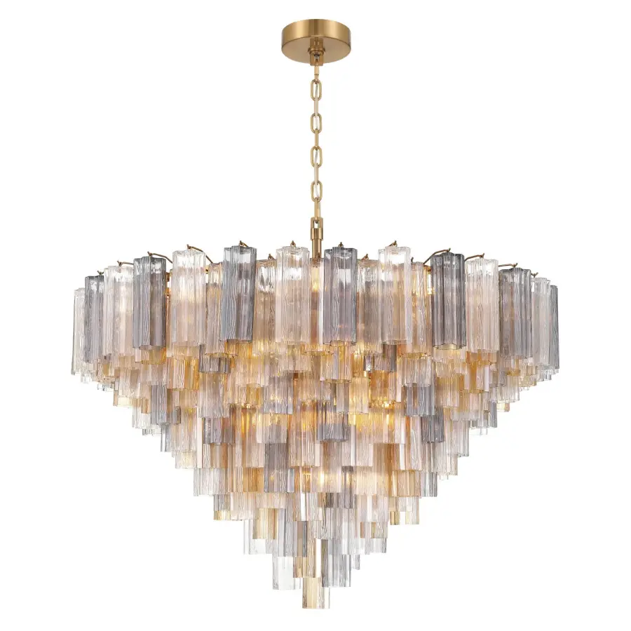 Addis 49" Chandelier in Aged Brass with Amber Glass - Image 8