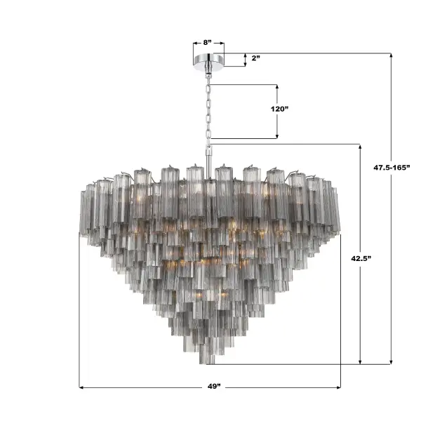 Addis 49" Chandelier in Aged Brass with Amber Glass - Image 71