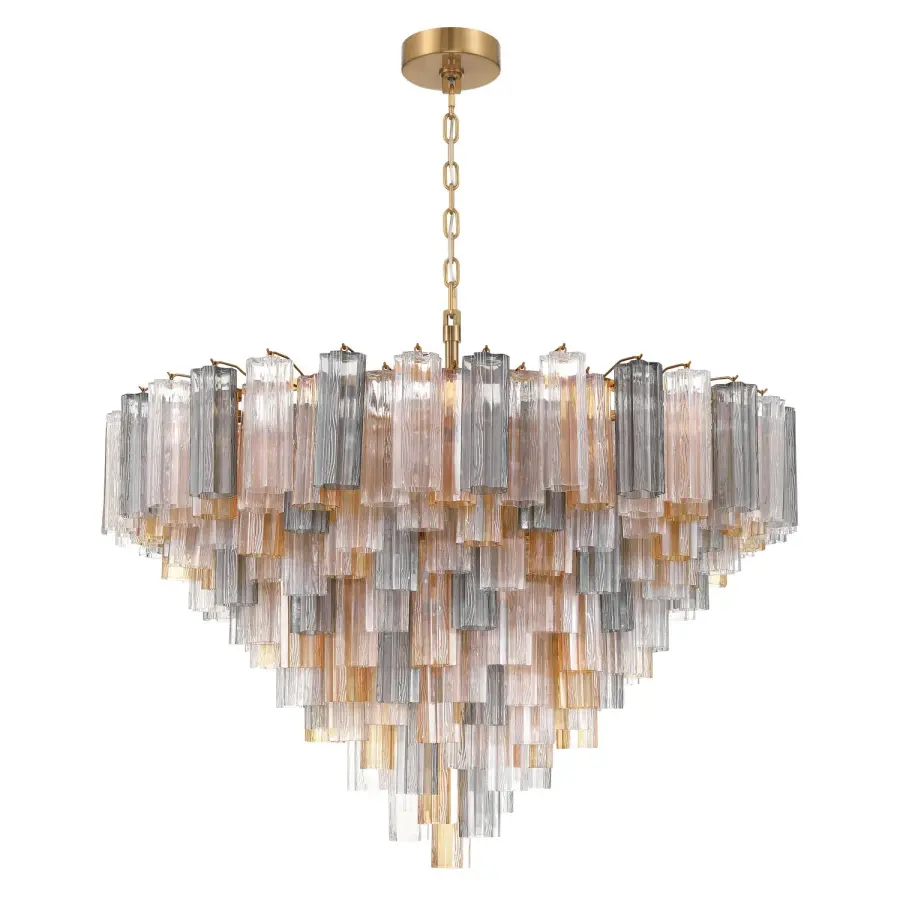 Addis 49" Chandelier in Aged Brass with Amber Glass - Image 9