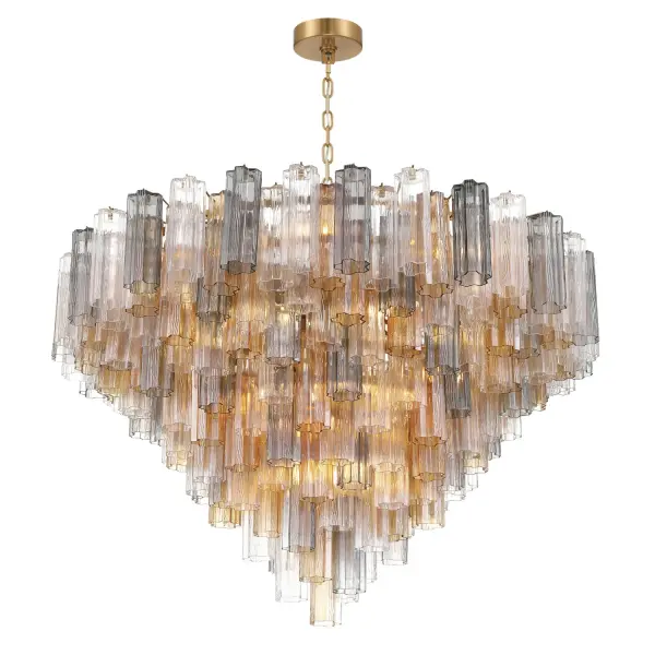 Addis 49" Chandelier in Aged Brass with Amber Glass - Image 10