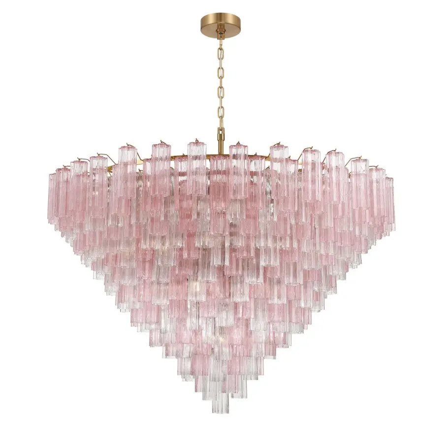 Addis 62" Chandelier in Polished Chrome with Autumn Glass - Image 1