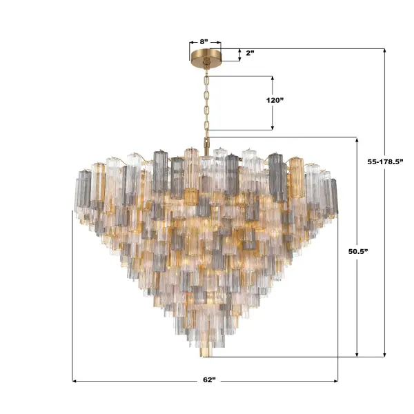 Addis 62" Chandelier in Polished Chrome with Autumn Glass - Image 12