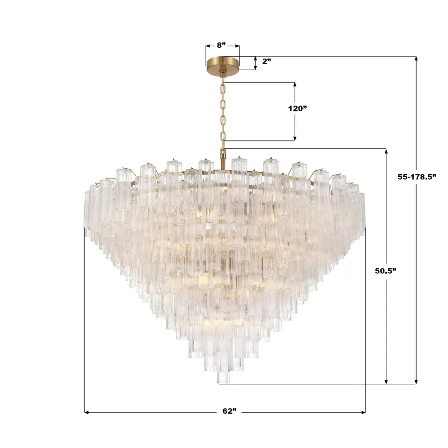 Addis 62" Chandelier in Polished Chrome with Autumn Glass - Image 18
