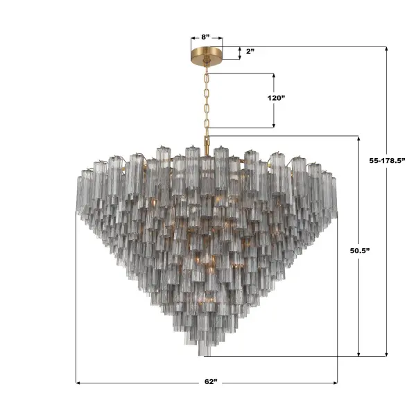 Addis 62" Chandelier in Polished Chrome with Autumn Glass - Image 24