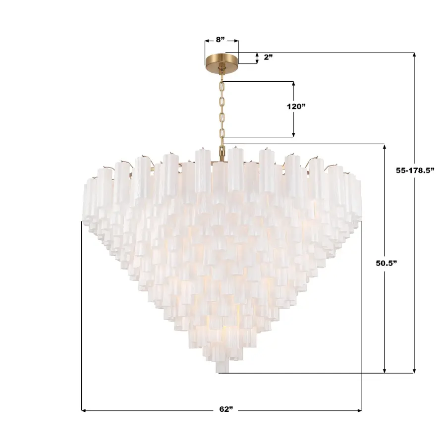 Addis 62" Chandelier in Polished Chrome with Autumn Glass - Image 30