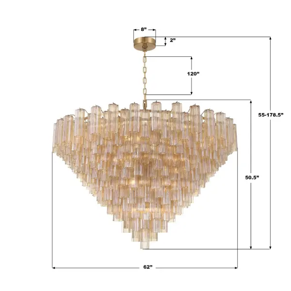 Addis 62" Chandelier in Polished Chrome with Autumn Glass - Image 36