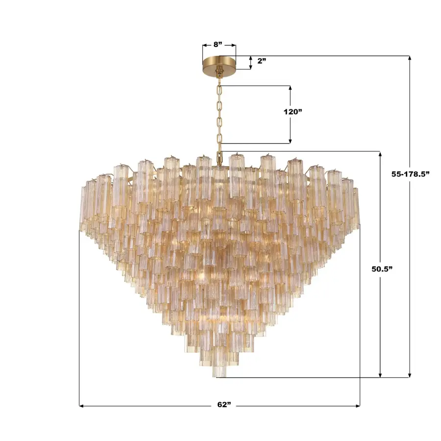 Addis 62" Chandelier in Polished Chrome with Autumn Glass - Image 36