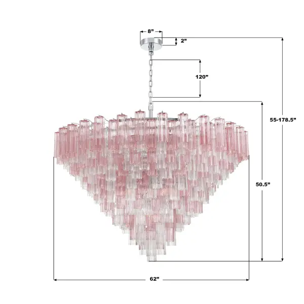 Addis 62" Chandelier in Polished Chrome with Autumn Glass - Image 43