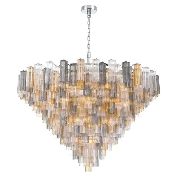 Addis 62" Chandelier in Polished Chrome with Autumn Glass - Image 44