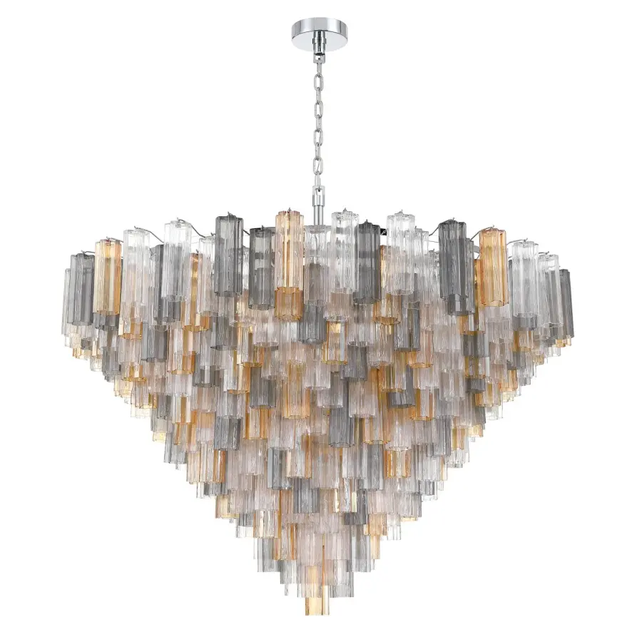 Addis 62" Chandelier in Polished Chrome with Autumn Glass - Image 45