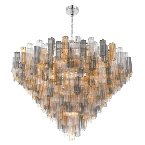 Addis 62" Chandelier in Polished Chrome with Autumn Glass - Image 46