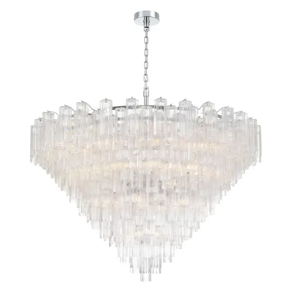 Addis 62" Chandelier in Polished Chrome with Autumn Glass - Image 50
