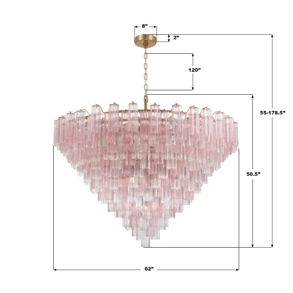Addis 62" Chandelier in Polished Chrome with Autumn Glass - Image 6