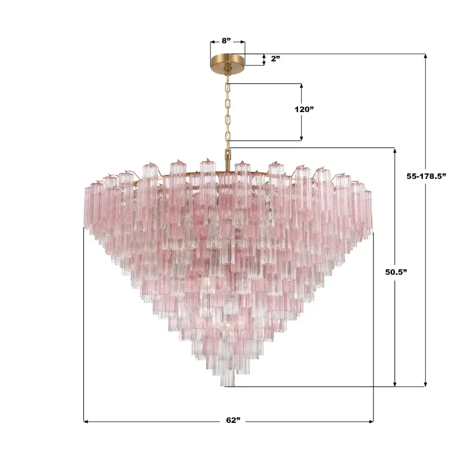 Addis 62" Chandelier in Polished Chrome with Autumn Glass - Image 6