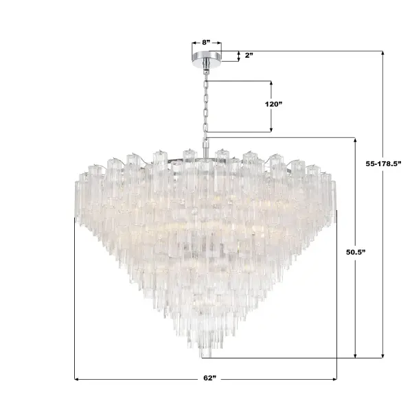 Addis 62" Chandelier in Polished Chrome with Autumn Glass - Image 55