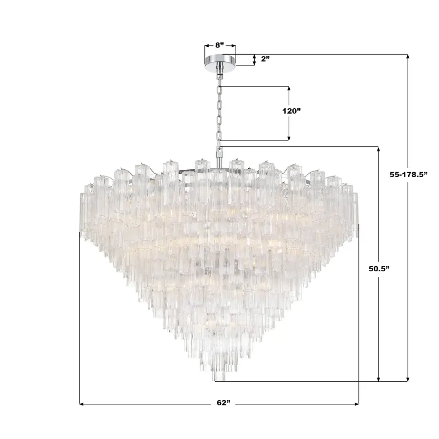 Addis 62" Chandelier in Polished Chrome with Autumn Glass - Image 55