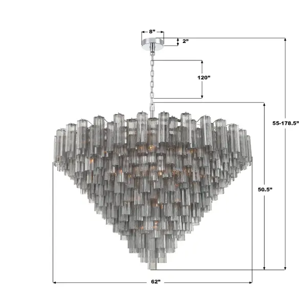 Addis 62" Chandelier in Polished Chrome with Autumn Glass - Image 61
