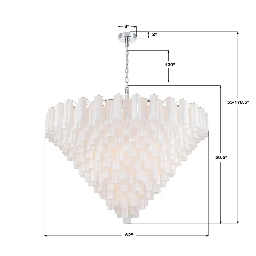 Addis 62" Chandelier in Polished Chrome with Autumn Glass - Image 67