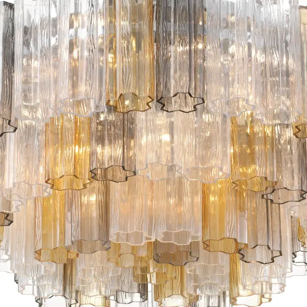 Addis 32" Flush Mount in Aged Brass with Amber Glass - Image 12