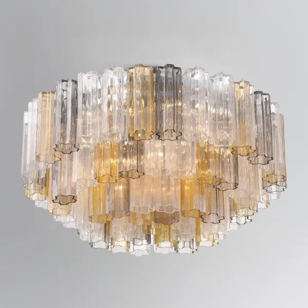 Addis 32" Flush Mount in Aged Brass with Amber Glass - Image 13