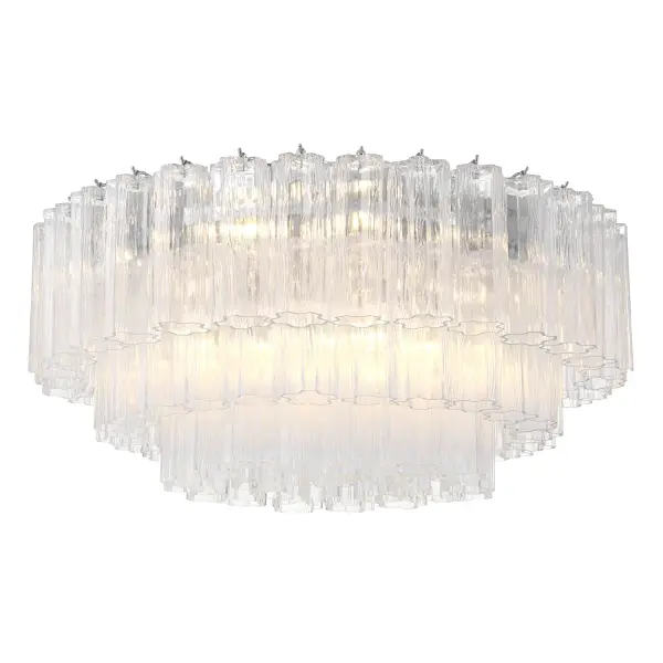 Addis 32" Flush Mount in Aged Brass with Amber Glass - Image 15