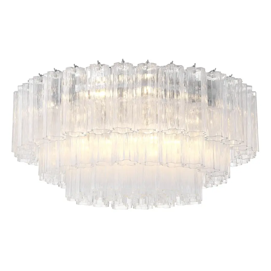 Addis 32" Flush Mount in Aged Brass with Amber Glass - Image 15